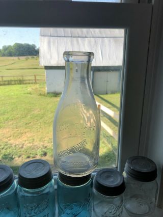Quart Embossed Milk Bottle Banks Dairy Farmington Michigan Mich Mi