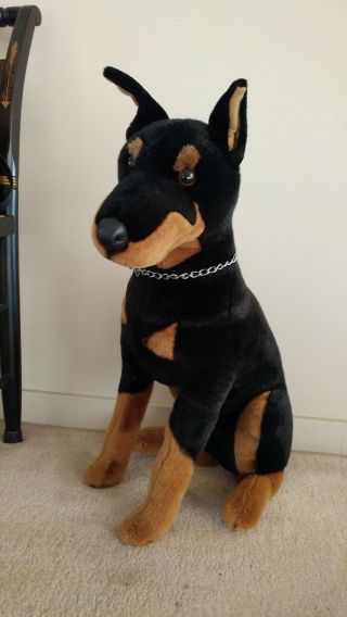 Realistic Doberman Pinscher Dog Puppy Plush Stuffed Animal -