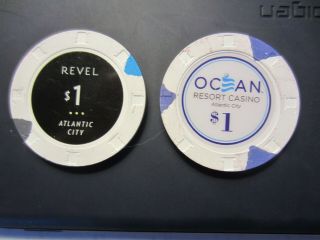 Then,  2012 And Now,  2018 $1 Revel And $1 Ocean Resort Chips - Atlantic City,  Nj
