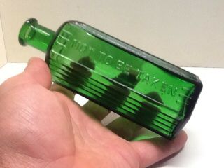 Large 8 Oz.  Emerald Green Not To Be Taken Poison Bottle.
