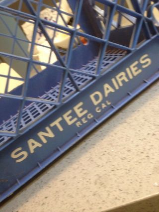 Vintage Blue Santee Dairies Milk Crate Heavy Plastic 18 X 13 X 11