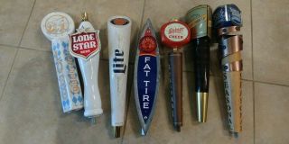 7 Assorted Beer Tap Handles - Miller Shiner Lone Star Sam Adams Fat Tire Lobo Etc