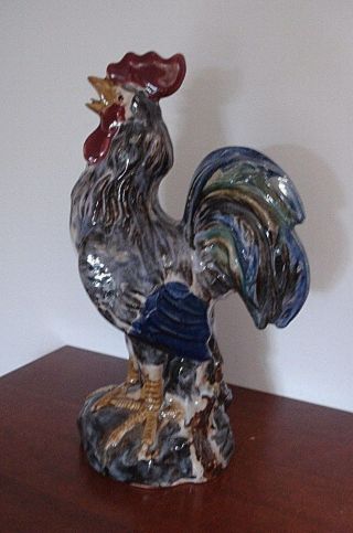 Lg 12 " Farmhouse Country Rooster Statue Male Chicken Pottery? Ceramic Sculpture