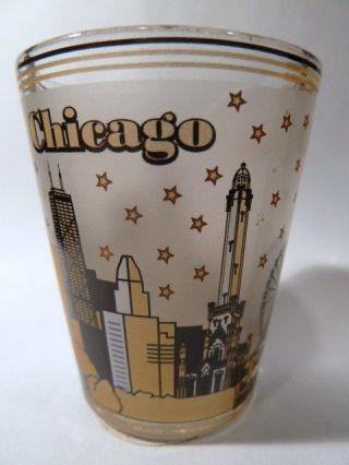 Chicago Illinois Skyline Black & Gold Shot Glass Shotglass