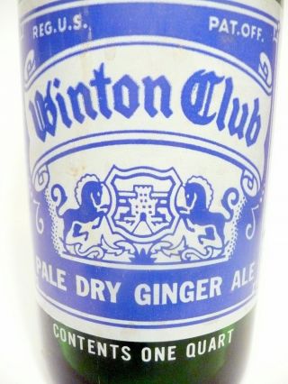 Vintage Acl Soda Bottle: Green Winton Club Of Sharpsville,  Pa - 32oz Vintage Acl
