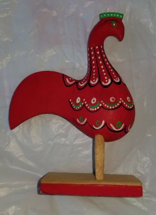 Vintage Bird Peafowl Peacock,  Swedish Red Svensk Slojd Tag