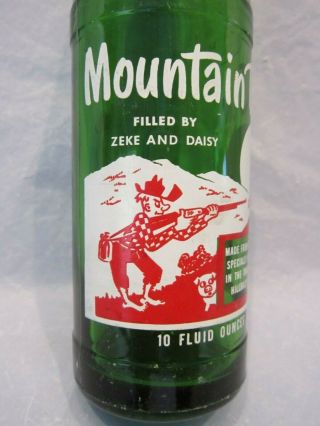Mountain Mtn Dew Filled By Zeke And Daisy 1965 Glass Bottle Hillbilly By Pepsi