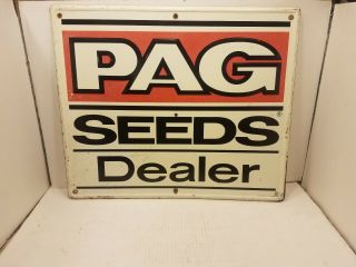 Vintage Pag Seed Dealer Heavy Metal Antique Sign Agricultural Farm Feed