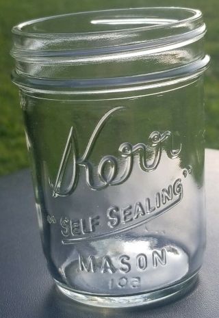 Rare Half Pint No.  13 Kerr Self Sealing Mason Fruit Canning Jar