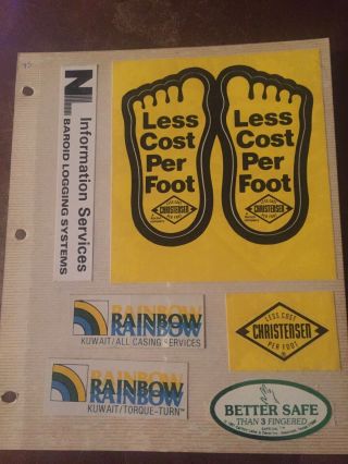 Vintage Oil Field Stickers: Baroid Logging Systems,  Christensen,  Rainbow Kuwait