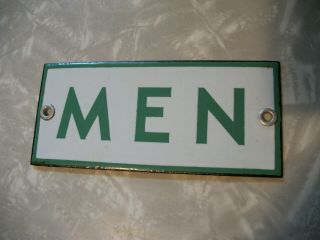Old Texaco Gas Station " Men " Porcelain Restroom Door Sign - -