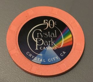 Crystal Park Casino Poker Chip 50 Cent Fractional Chip - Paulson