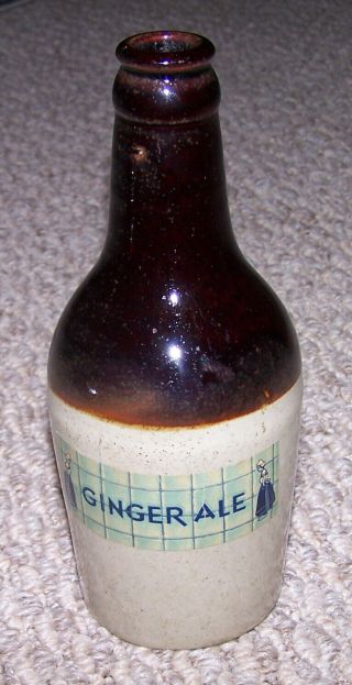 Vintage G.  R.  S.  " Great Radium Spring Water Co Stoneware Ginger Ale Bottle