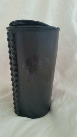 Starbucks 2015 Matte - Black Ceramic Studded Travel Tumbler Mug 10 Oz W/lid