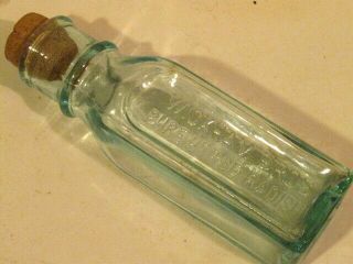 Vintage Wickham Horseradish Bottle Embossed Letters Aqua.