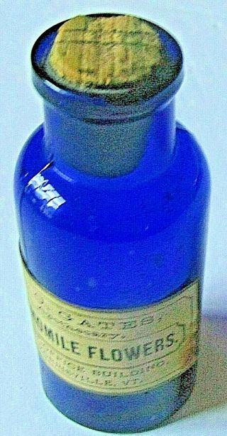 Antique A.  O.  Gates Apothecary Morrisville Vt W/label Medicine Bottle Chamomile