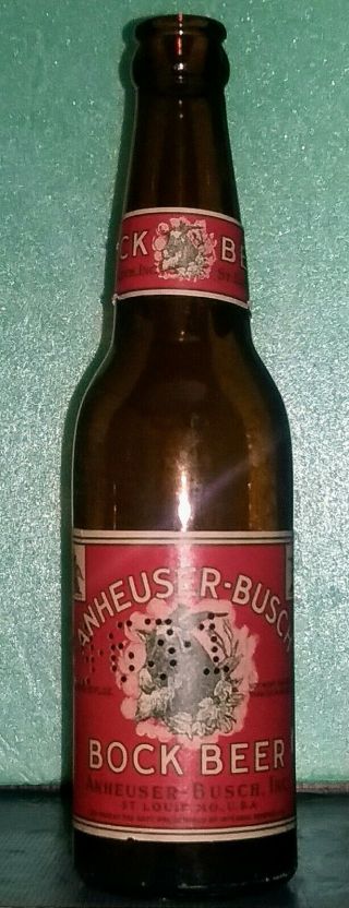 Anheuser Busch Bock Beer Bottle Anheuser - Busch Inc.  St.  Louis Mo.  Budweiser Irtp