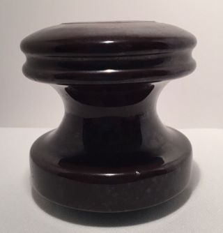 Vintage Glazed Brown Porcelain Ceramic Insulator 3 " Tall X 3 1/4 "