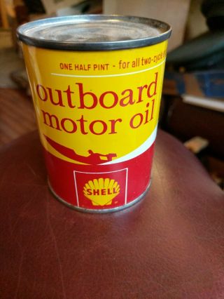 Vintage Nos Shell Outboard Motor Oil Sae 30 8oz Full Great Graphics