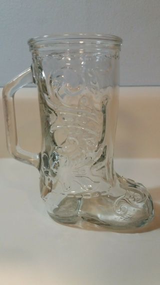 Vintage Collectible Clear Glass Boot With Fancy Design Drinking Mug Cup Stein