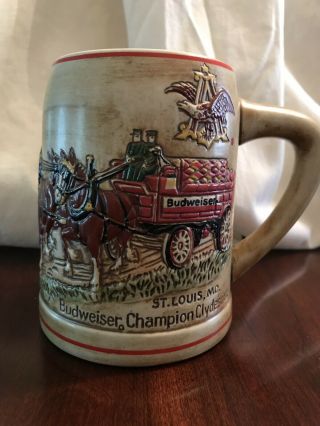 1980 Budweiser Champion Clydesdales Holiday Beer Stein Mug Cs19 First In Series