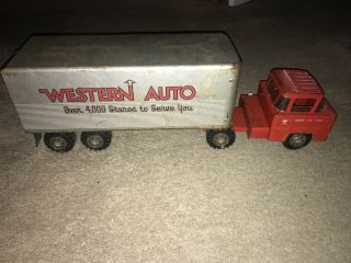 Vintage Marx Toys Western Auto Semi Truck Trailer Advertising Pressed Steel