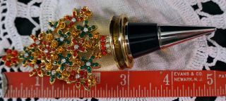 Jeweled Multi Colored Rhinestone Christmas Tree Wine Bottle Stopper 4