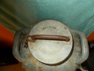 ANTIQUE COLUMBIAN STEEL TANK CO.  LUBE OIL CAN 10 GAL HOT ROD FUEL TANK EMBOSSED 2