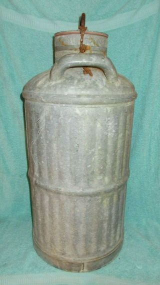 ANTIQUE COLUMBIAN STEEL TANK CO.  LUBE OIL CAN 10 GAL HOT ROD FUEL TANK EMBOSSED 7