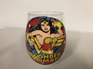 Wonder Woman Silver Buffalo 20oz Stemless Wine Glass