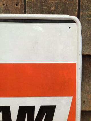 Vintage FRAM Motor Oil Gas Service Station Dealer Garage Tin Embossed Sign 18x18 3
