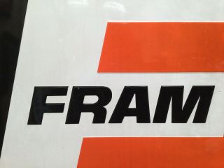 Vintage FRAM Motor Oil Gas Service Station Dealer Garage Tin Embossed Sign 18x18 6
