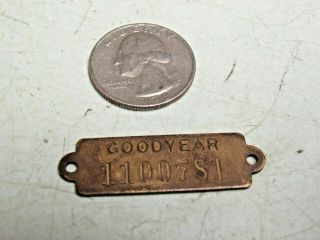 Antique Vintage Goodyear Brass Plaque Sign Equipment Number Gas Station Freeship