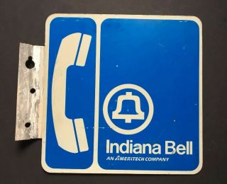 Vintage Indiana Bell Telephone Sign 2 Sided Metal Falange