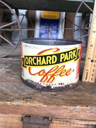 Orchard Park 1 Lb Coffee Can Store Tin Usa Buffalo N.  Y.  Shabby