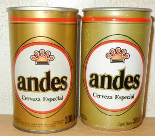 2 Andes Cerveza Beer Steel And Alu Cans From Argentina (33cl)