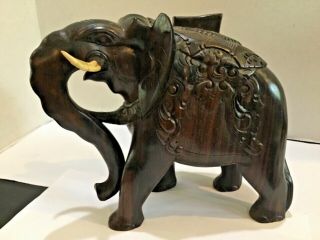 Large African Hand Carved Wooden 8”x8.  75” Elephant Sculpture Figurine