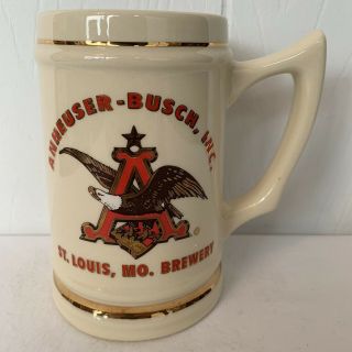 Vintage Anheuser - Busch Inc Ceramic Stein Mug Tankard St.  Louis,  Mo Brewery Usa