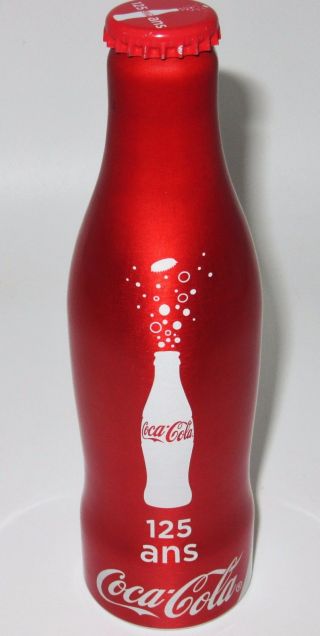 Full 125th Anniversary Aluminum Coca Cola Bottle W Cap Coke France
