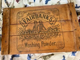 Antique Fairbanks Gold Dust Washing Powder Ny Usa Wood Crate Side Advertising
