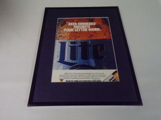 1990 Miller Lite Beer 11x14 Framed Vintage Advertisement