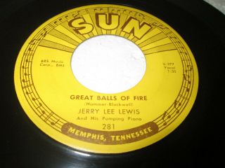 Jerry Lee Lewis Great Balls Of Fire 45 7 " Ex - /vg,  Sun Vinyl Rockabilly