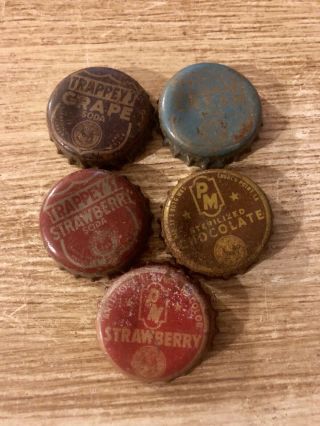 5 Vintage Cork Louisiana Soda Pop Bottle Caps Hanley’s Trappey’s 4
