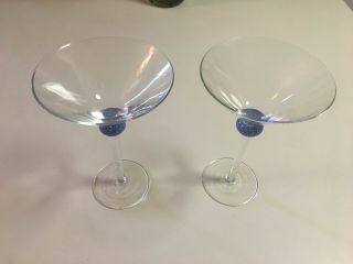 MARTINI GLASSES WITH CLEAR STEM AND PURPLE BALL - 8 