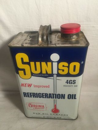 SUNISO Sunoco 4GS Viscosity 300 REFRIGERATION OIL Sun Oil Co 1G Tin Can MAN CAVE 3