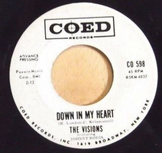 The Visions Rare Garage Promo 45 Down In My Heart/tell Her Now
