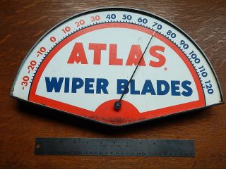 Vintage Atlas Wiper Blades Advertising Gas Station Thermometer Sign