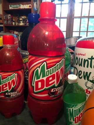 Mountain Dew Code Red Inflatable Bottle Over 4’ Tall Holds Air Man Cave