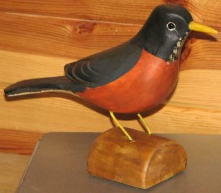 Robin Bird Hand Carved & Painted Jim Slack Pekin Il Decoy Carver
