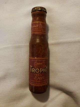 Vintage Trophy Beer Bottle Opener Advertising Wooden Bottle